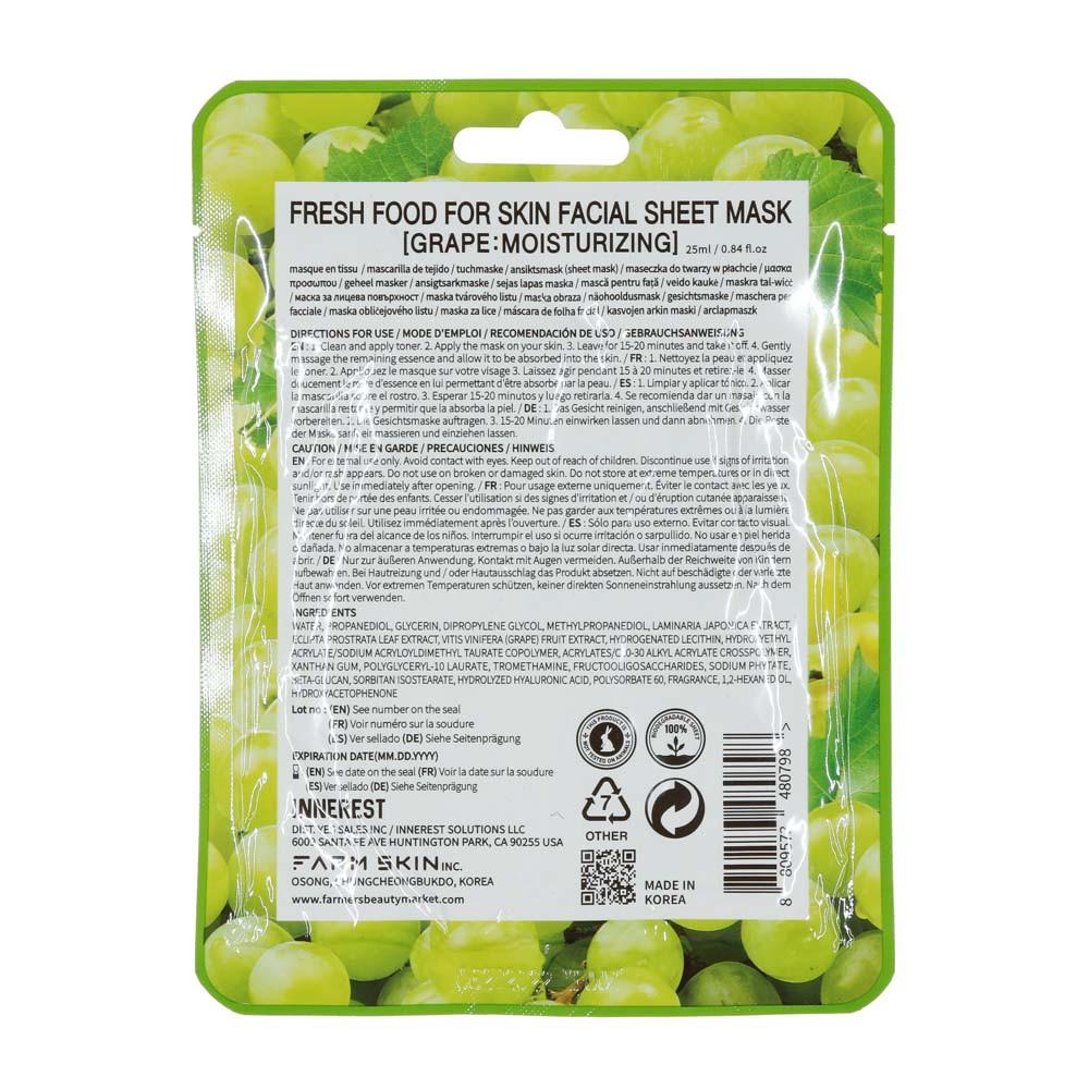 Masque en tissu au raisin hydratant Fresh Food Farm Skin vue 2