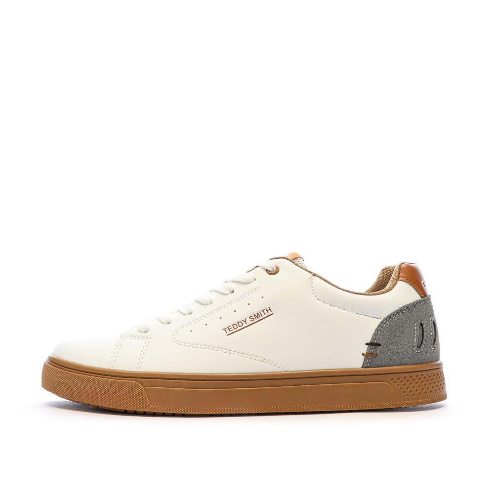 Baskets Blanches/Camel Homme Teddy Smith White Pu pas cher