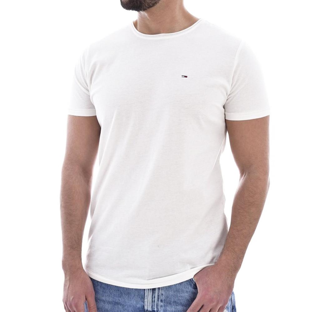 T-shirt Blanc Homme Tommy Jeans Slim Jaspe pas cher