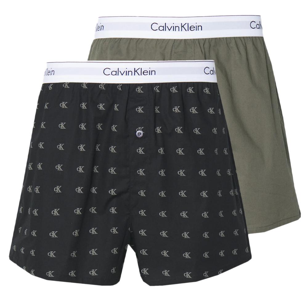 X2 Boxers Kaki/Marine Homme Calvin Klein Jeans Underwear pas cher