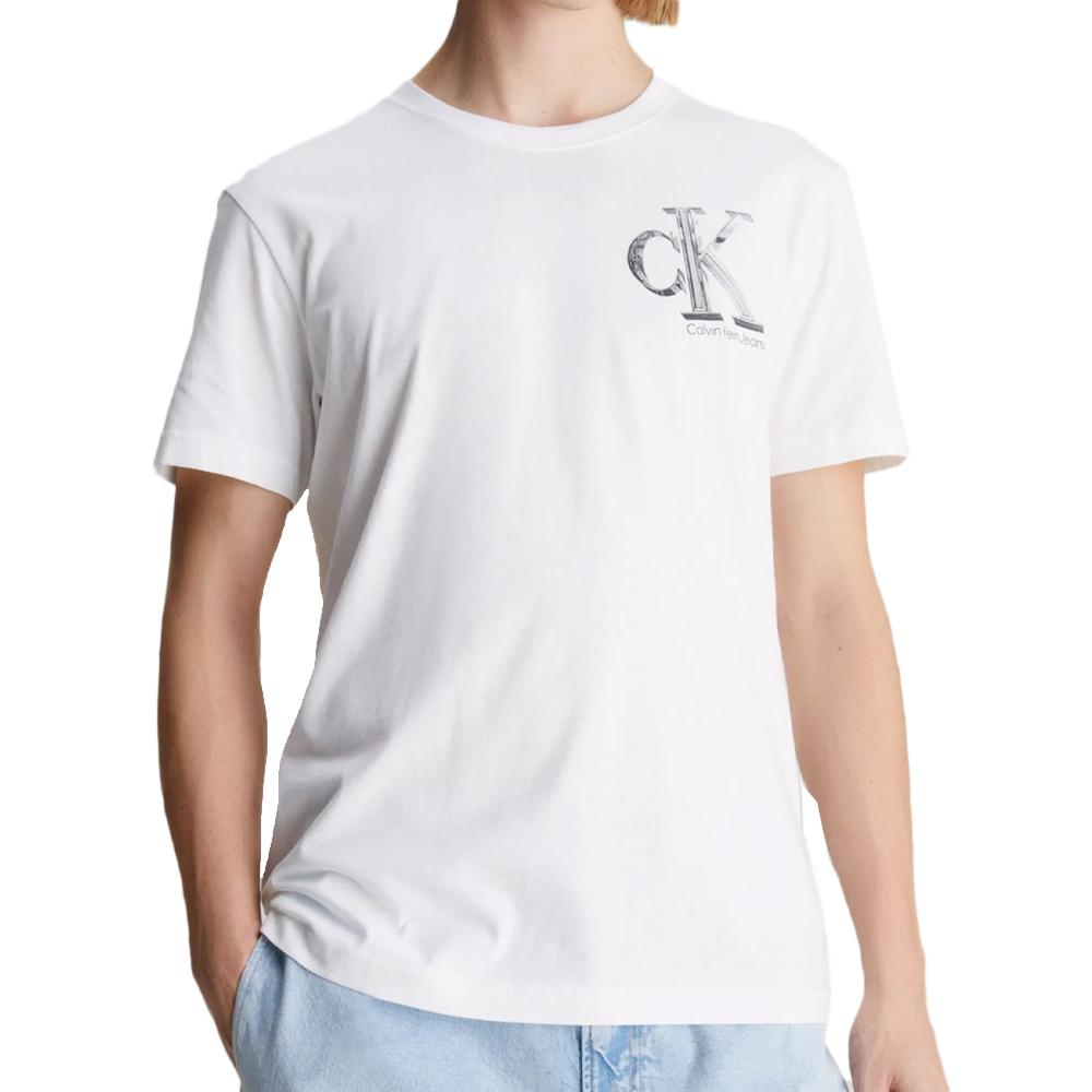 T-shirt Blanc Homme Calvin Klein Jeans Meta Monogram pas cher