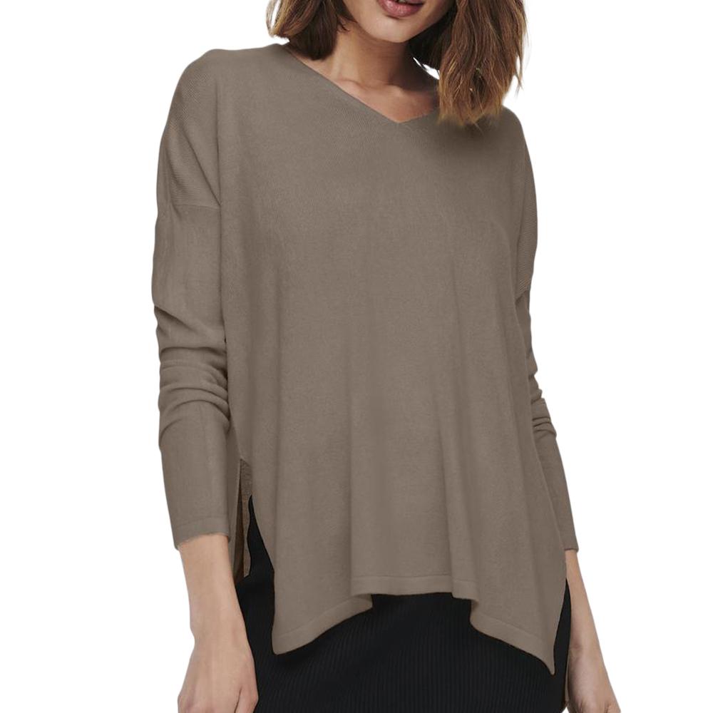 Pull en Maille Marron Femme Only Lamalia pas cher