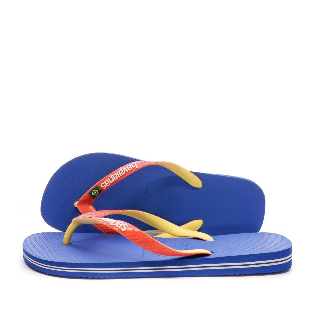 Tongs Bleu/Jaune Homme Havaianas Brasil Mix pas cher