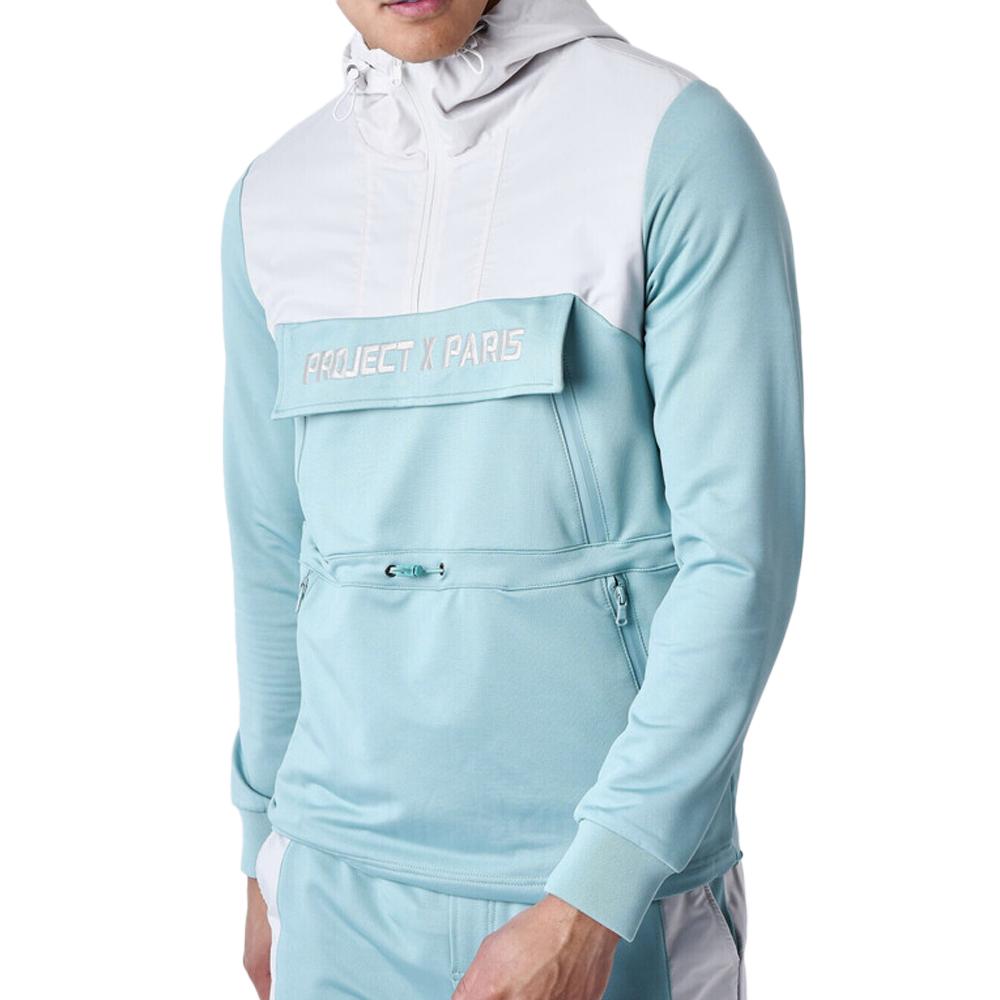 Sweat à Capuche Blanc/Bleu Homme Project X Paris Bicolore pas cher