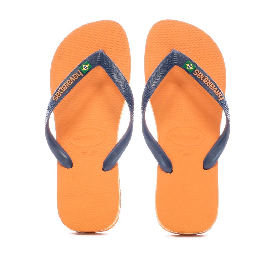 Tongs Orange Mixte HavaianasBrasil Logo vue 3