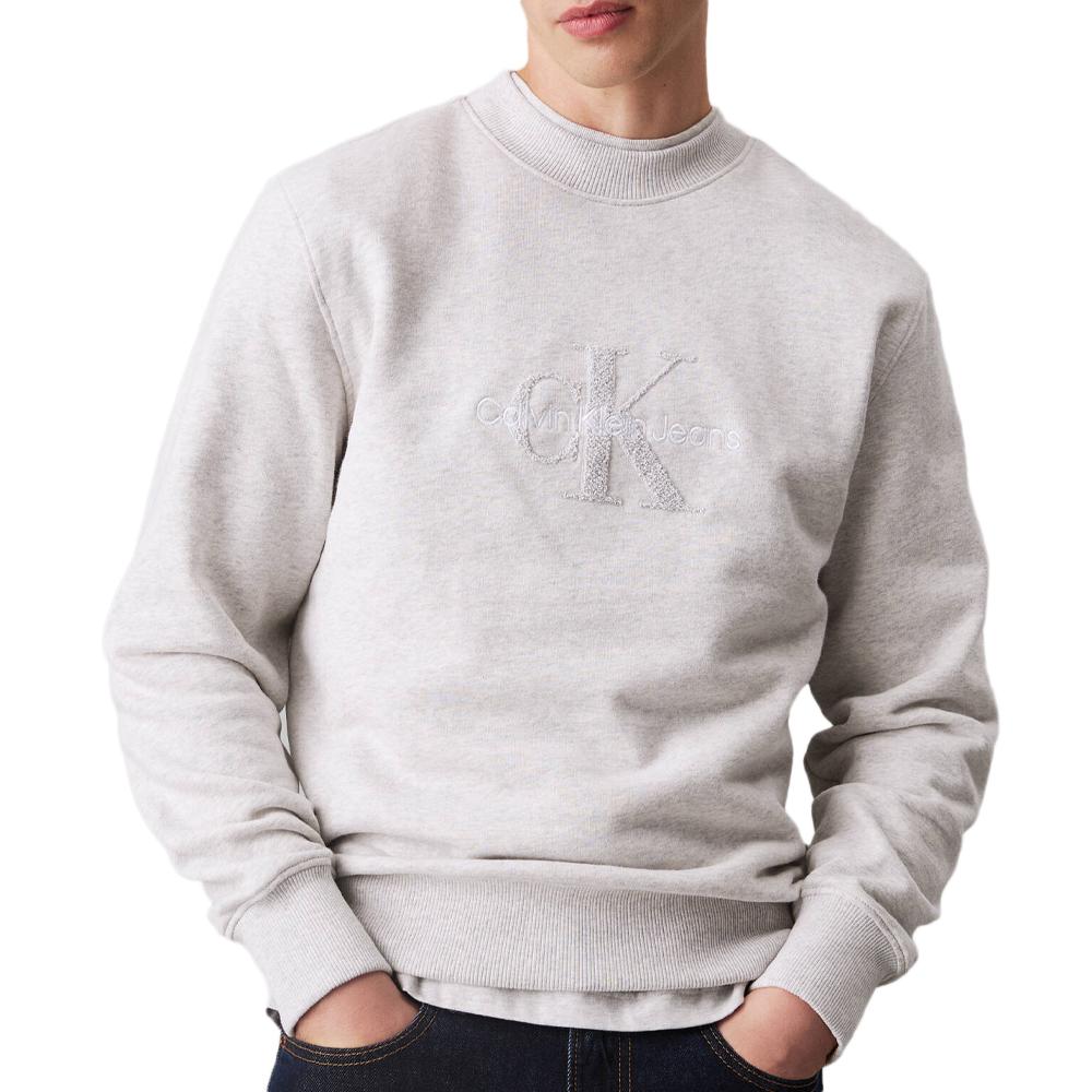 Sweat Gris Homme Calvin Klein Jeans Chenille Monologo pas cher