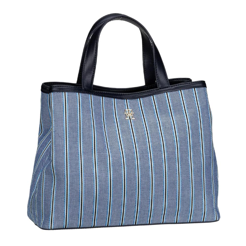 Sac à main imprimé rayé bleu TOMMY HILFIGER Spring Chic Satch pas cher