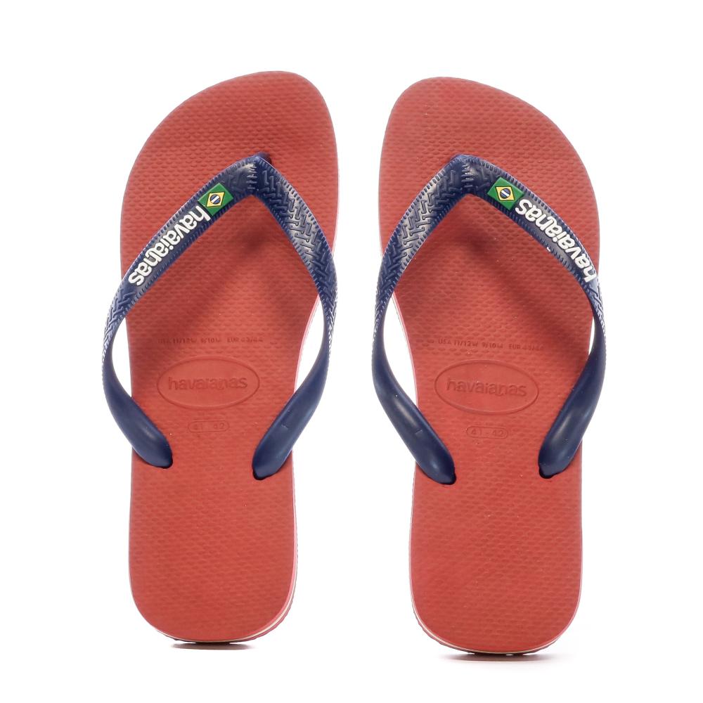 Tongs Rouge Homme Havaianas Brasil Logo vue 3