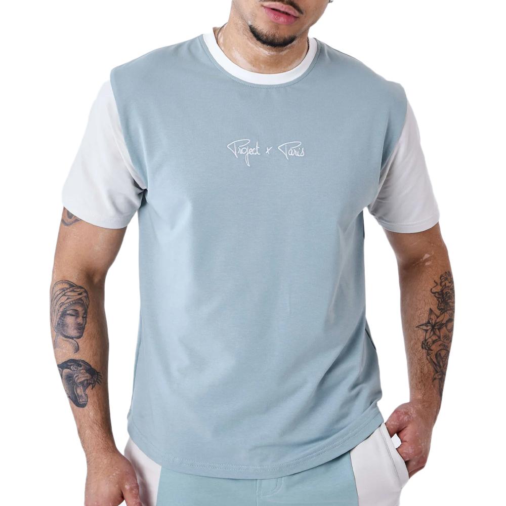 T-shirt Bleu Homme Project X Paris Colorblock pas cher