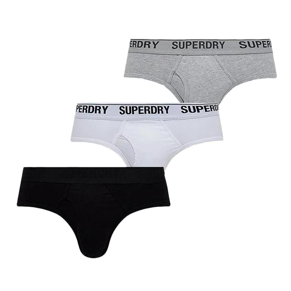 x3 Slips Noir/Gris/Blanc Homme Superdry M3110344A pas cher