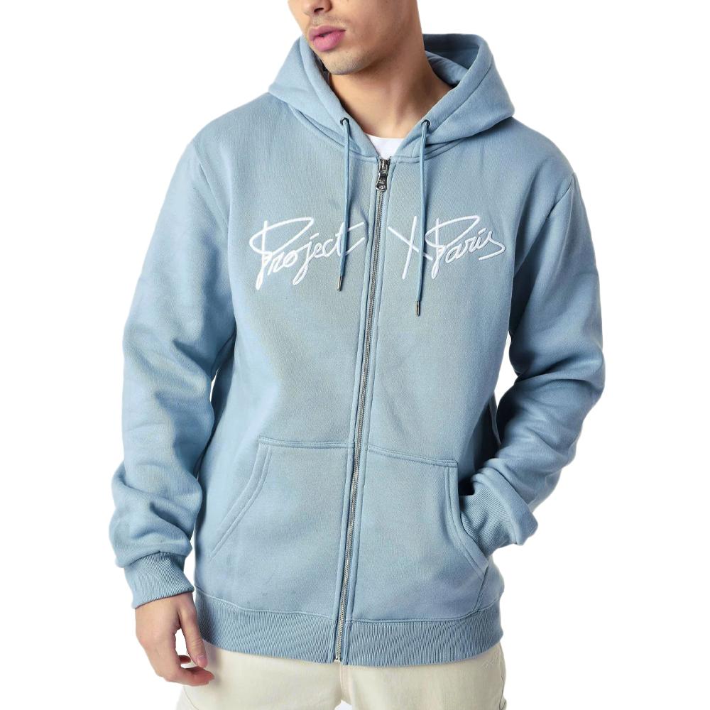 Sweat Zippé Bleu Homme Project X Paris Broderie Origin pas cher