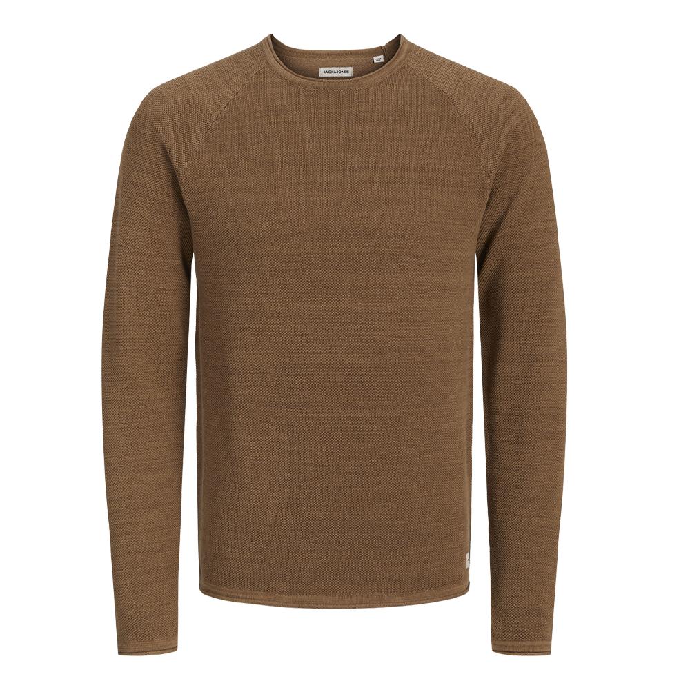 Pull Marron Homme Jack & Jones Knit Crew pas cher