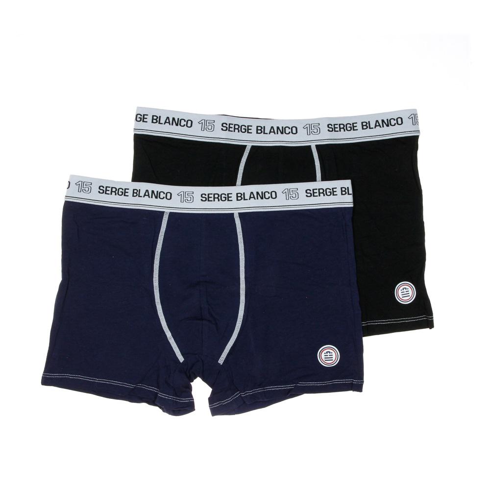 x2 Boxers Marine/Noir Homme Serge Blanco CLASS1 pas cher