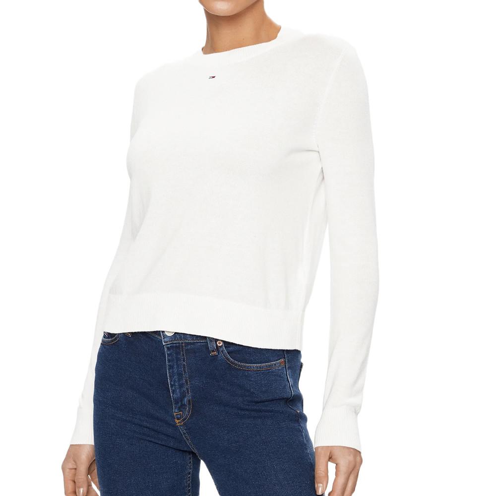 Pull Blanc Femme Tommy Hilfiger Essential pas cher