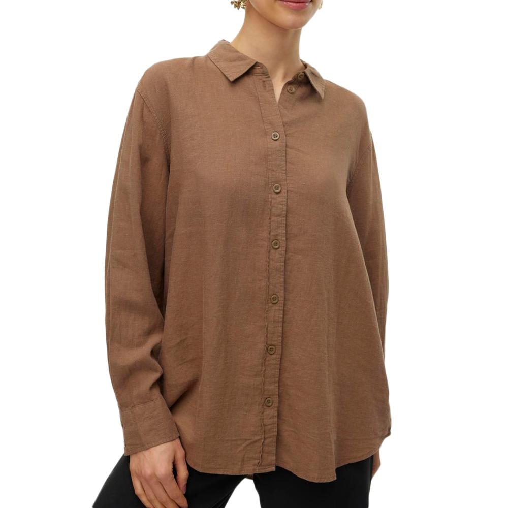 Chemise Manches Longues Marron Femme Vero Moda 10305085 pas cher