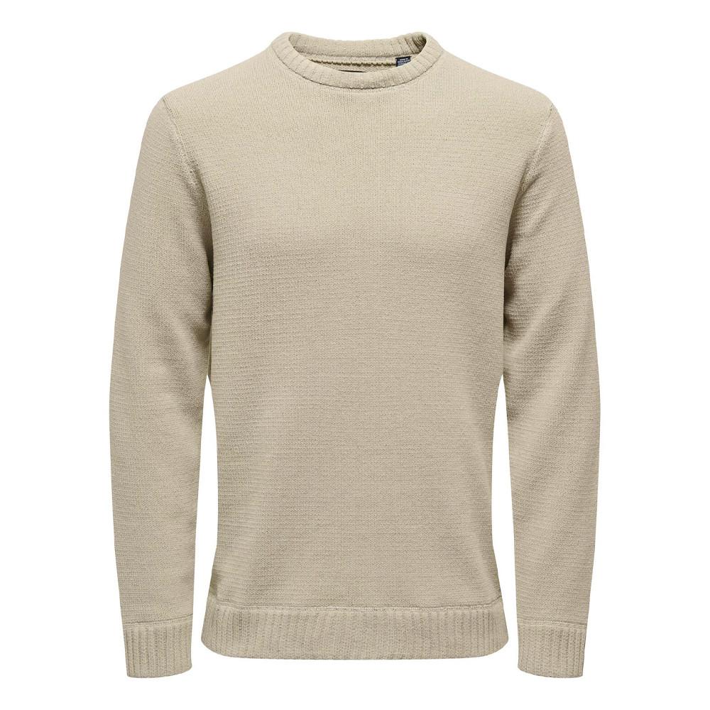 Pull Beige Homme Only & Sons Life Reg pas cher