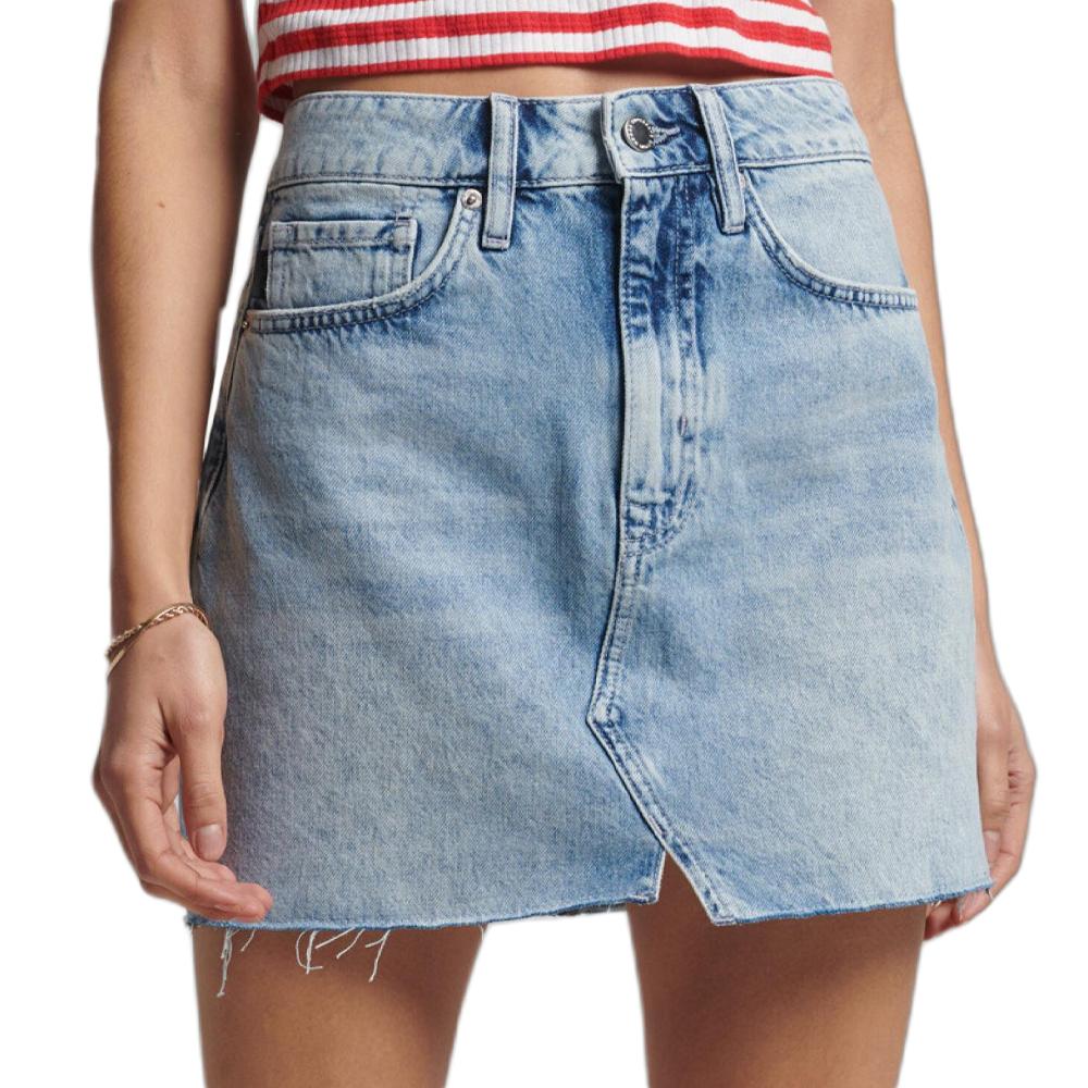 Jupe en jean Bleu Clair Femme Superdry Mini Skirt pas cher