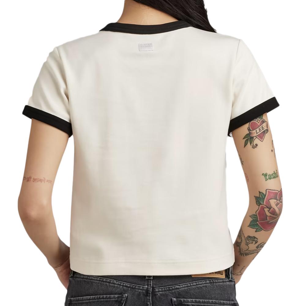 T-shirt Blanc Femme G-Star Raw Ringer Baby vue 2