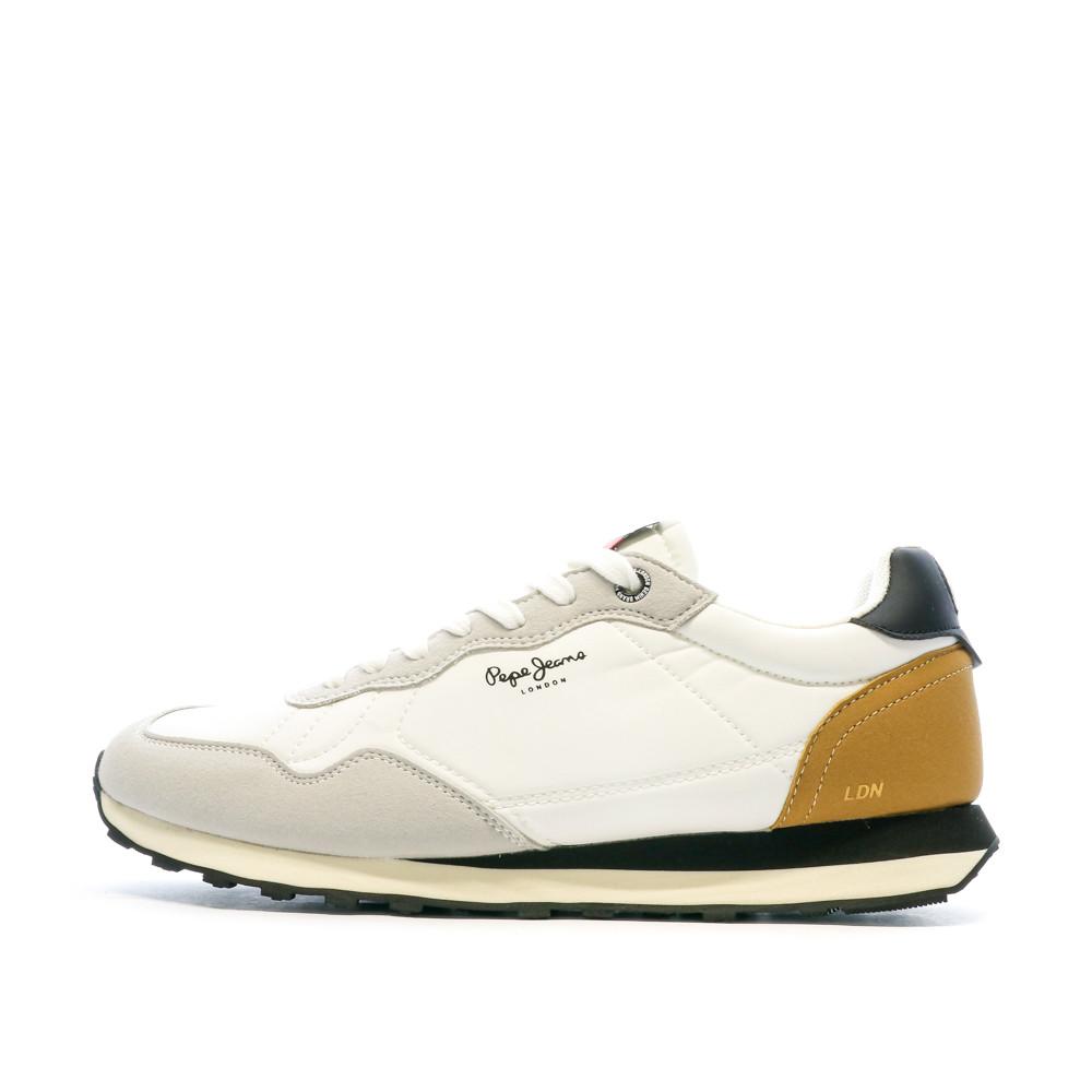 Baskets Blanches/Camel Homme Pepe jeans Natch Male pas cher