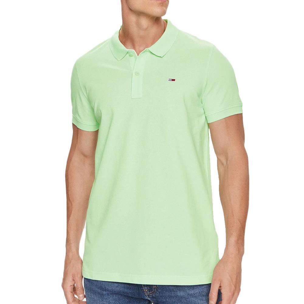 Polo Vert Amande Homme Tommy Hilfiger Slim Placket pas cher