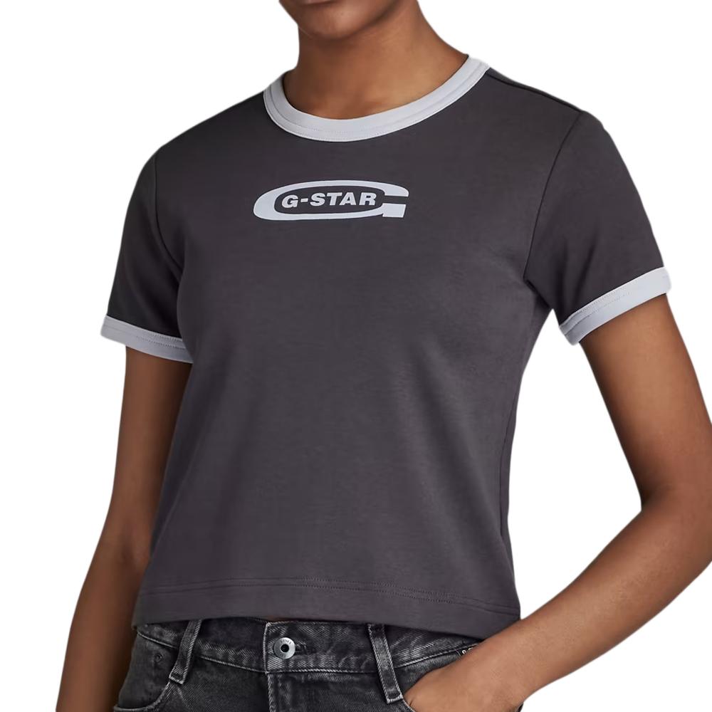 T-shirt Noir Femme G-Star Raw Ringer Baby pas cher