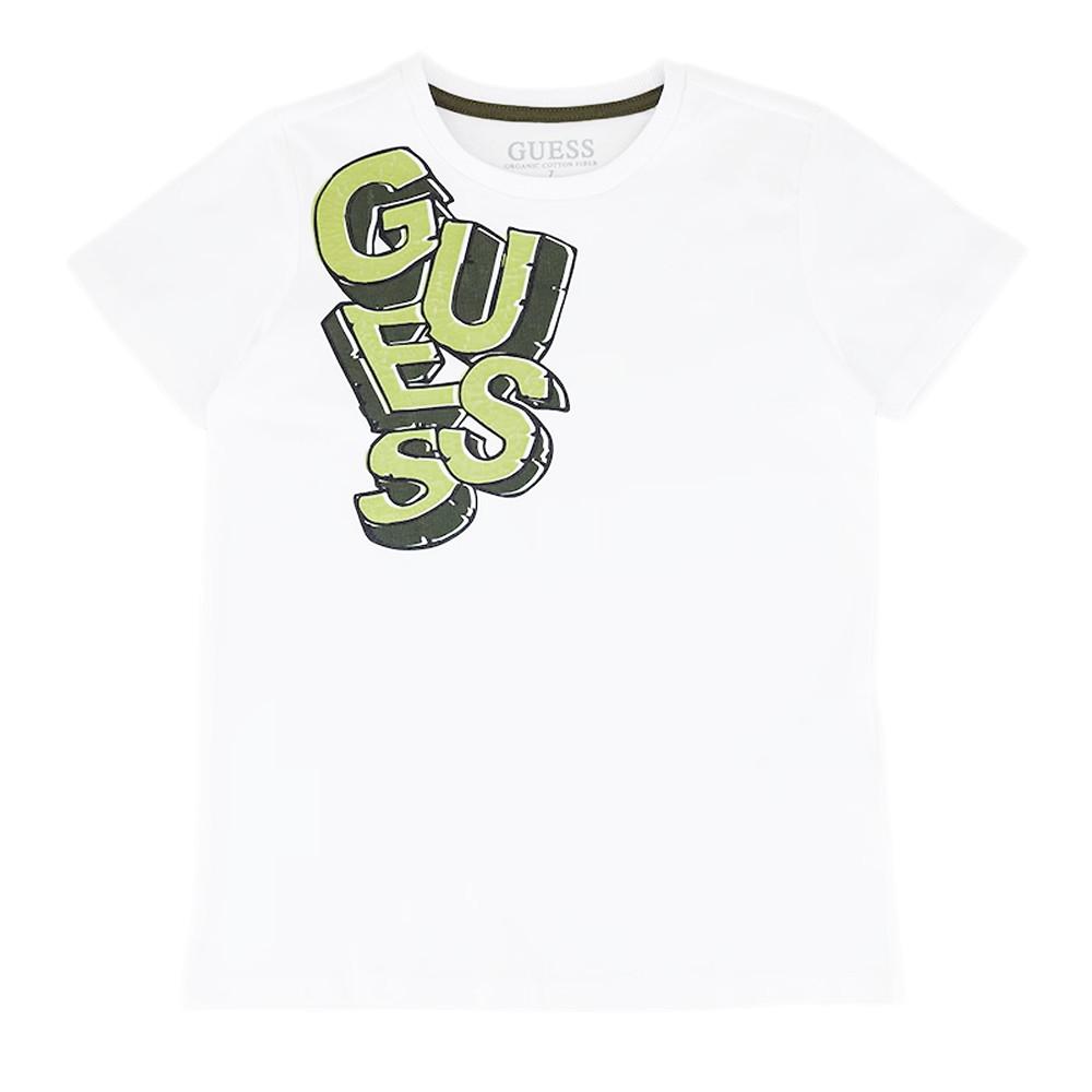 T-shirt Blanc Garçon Guess Groovy pas cher