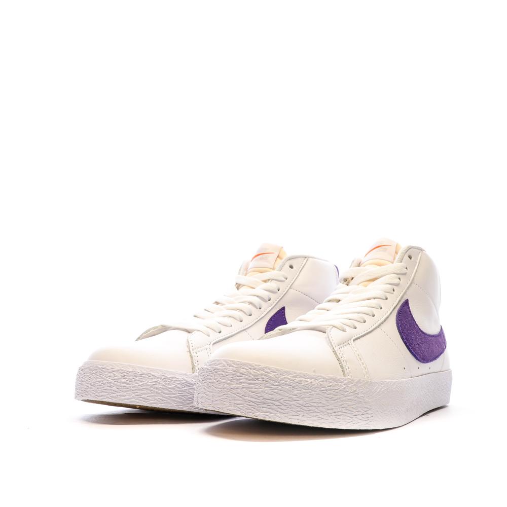 Baskets Blanc/Violette Homme Nike Sb Zoom Blazer Mid vue 6