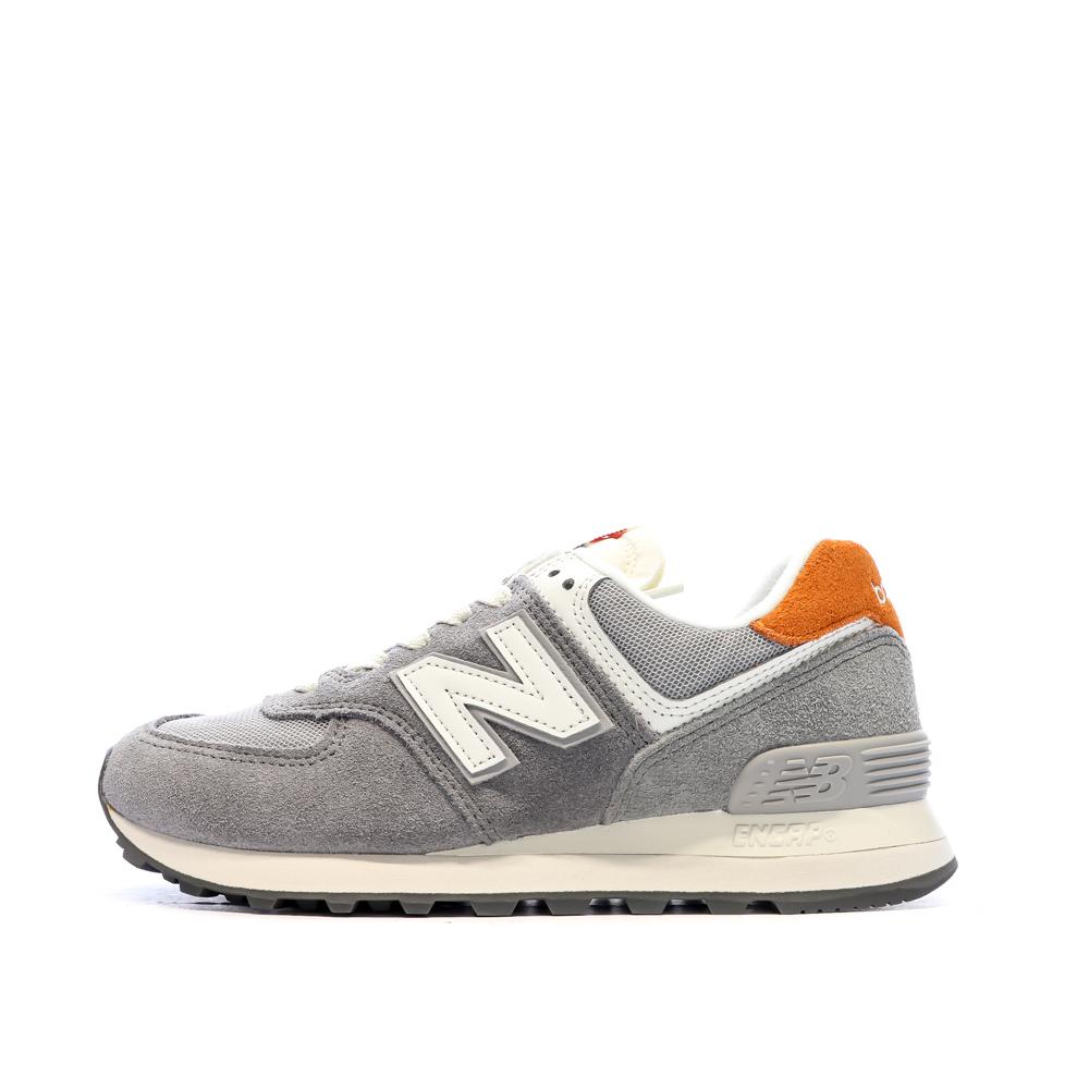 ML574 Baskets Gris/Orange Garçon New Balance pas cher