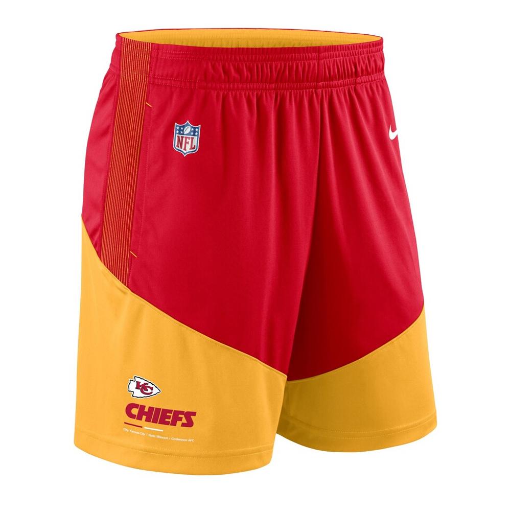 Kansas City Chiefs Short Rouge/Jaune Homme Nike NF01 pas cher