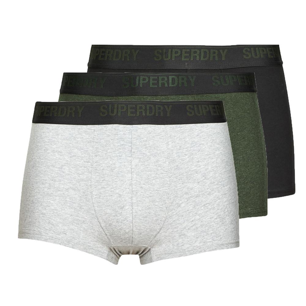 X3 Boxers Gris/Kaki/Noir Homme Superdry Trunk pas cher