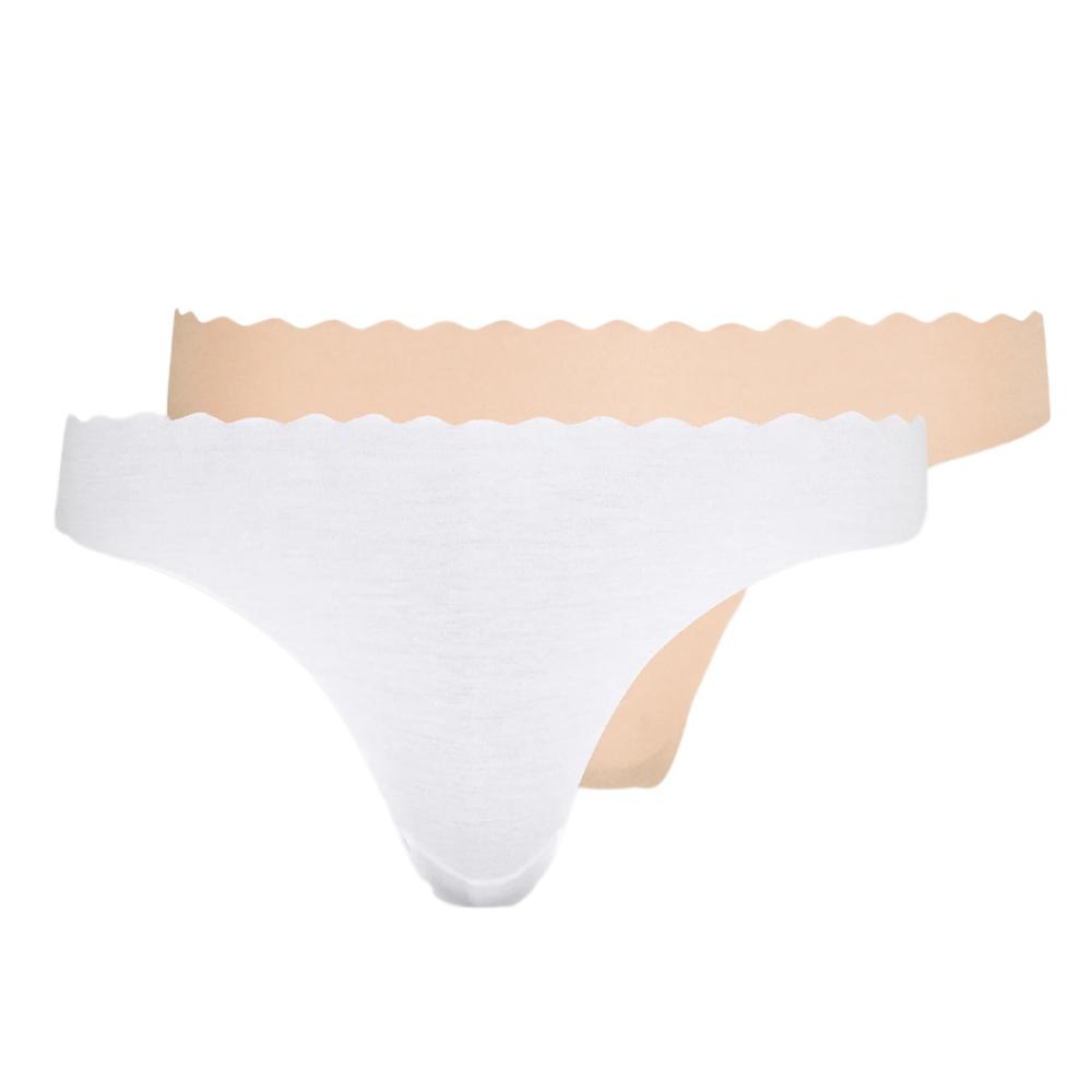 x2 String Beige/Blanc Femme Dim DIM0A6M pas cher