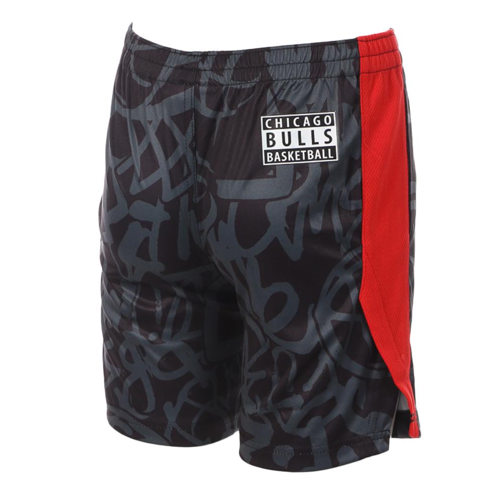 Short de Basketball Gris/Rouge Garçon NBA Chicago Bulls vue 2