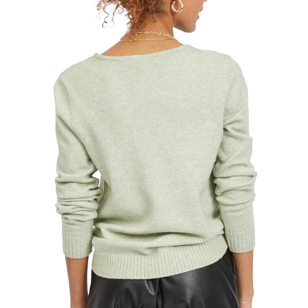 Pull Col V Vert Clair Femme Vila 69 vue 2