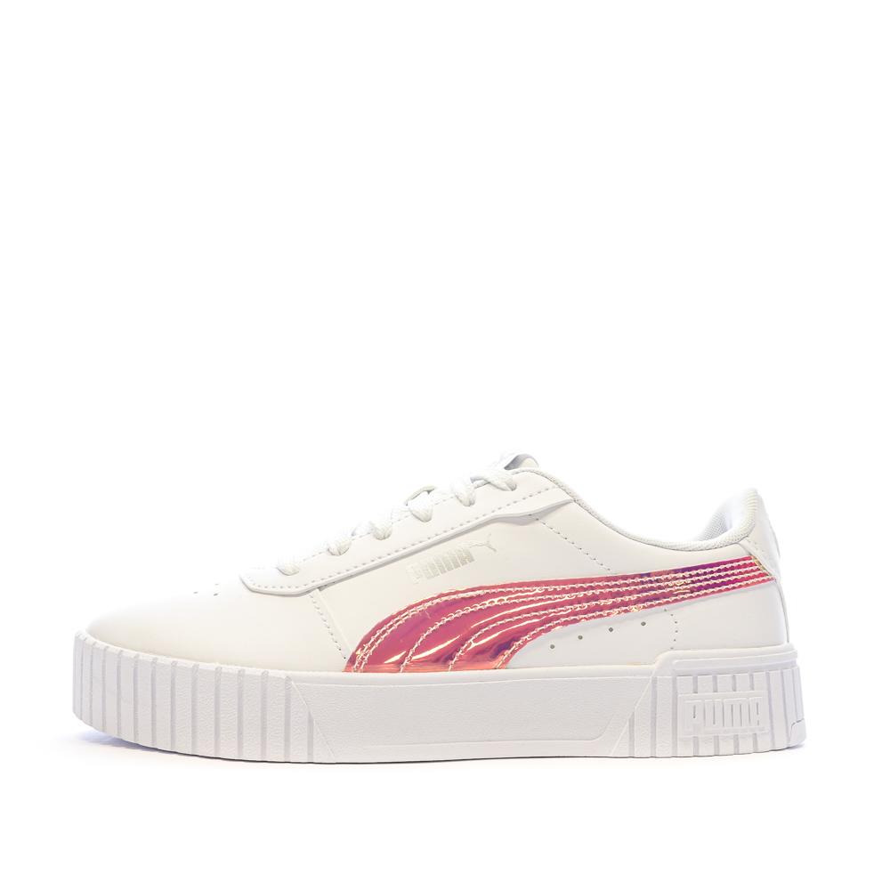 Baskets Blanches/Rose Brillant Fille Puma Carina 2.0 pas cher