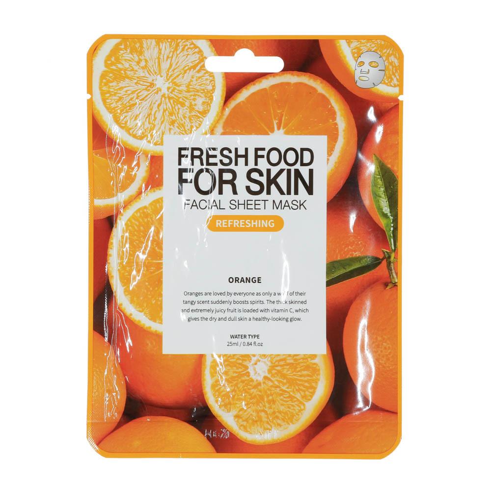 Masque en tissu à l'orange rafraîchissant Fresh Food Farm Skin pas cher