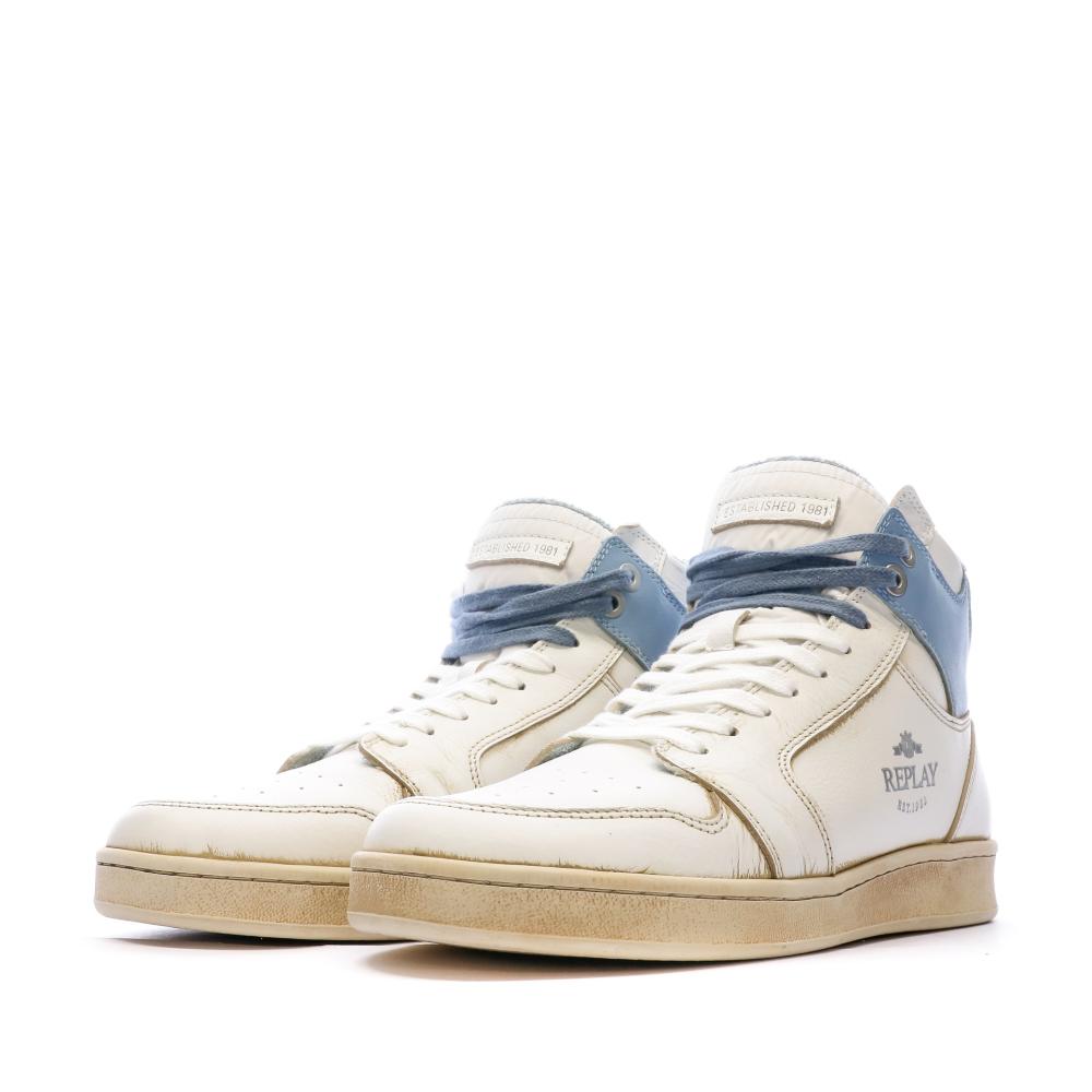 Baskets Montantes Blanc/Bleu Homme Replay Century Aged vue 6