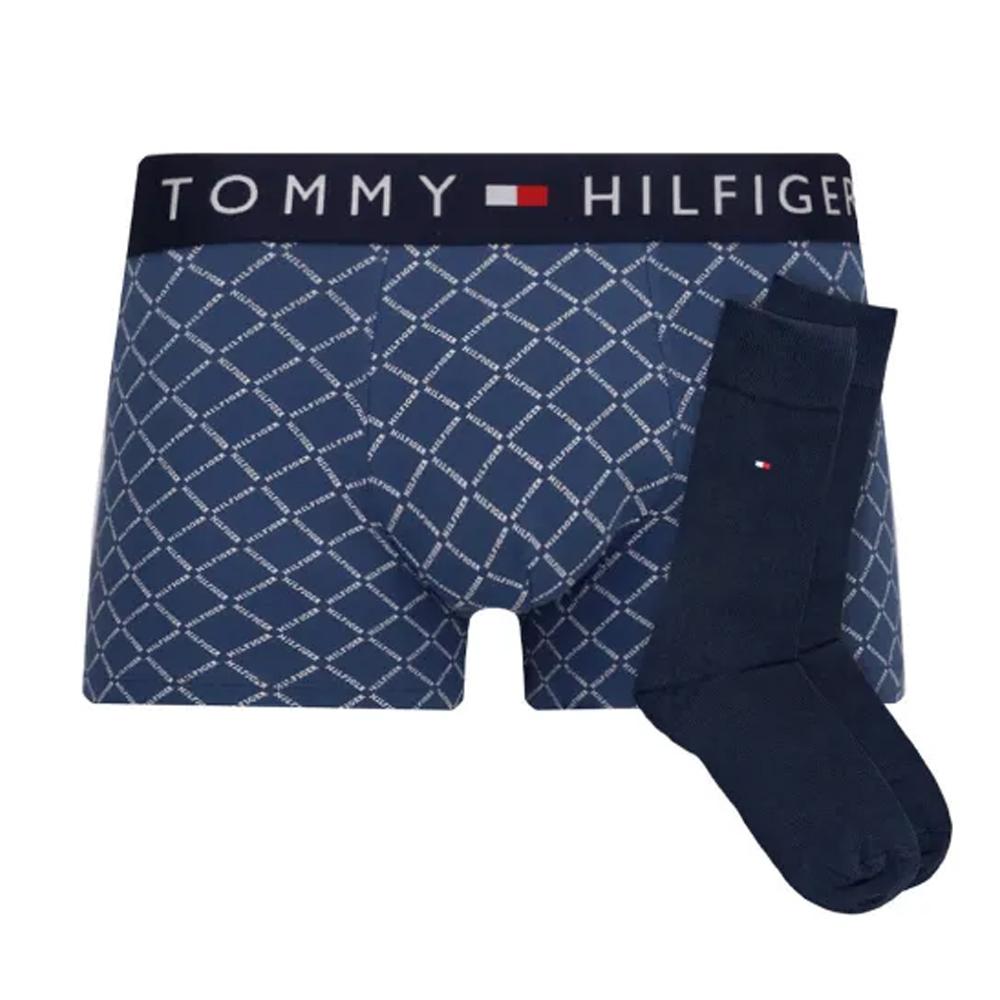 Coffret Boxer + Chaussettes Bleu Homme Tommy Hilfiger Trunk pas cher