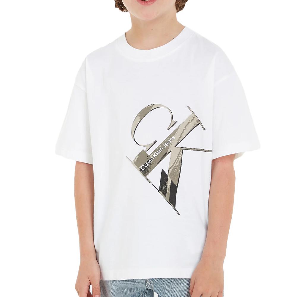 T-shirt Blanc Garçon Calvin Klein Jeans Hyper pas cher