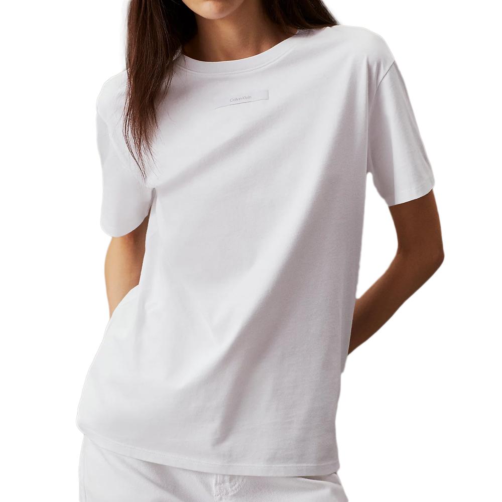 T-shirt Blanc Femme Calvin Klein Micro Logo pas cher