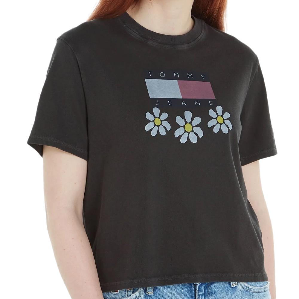 T-shirt Noir Femme Tommy Hilfiger Daisy Flag pas cher