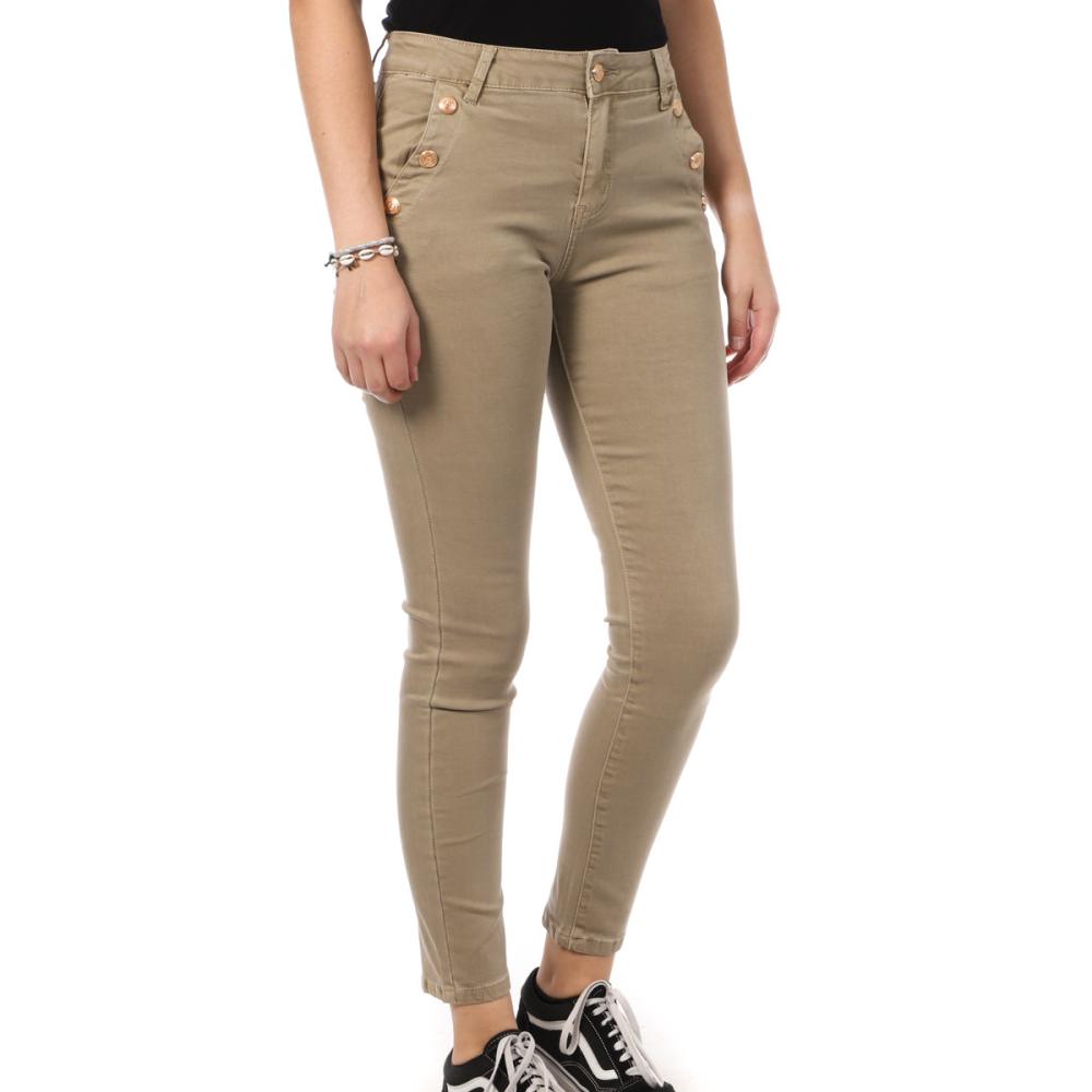 Jean Skinny Beige Femme My Tina's Boutons pas cher