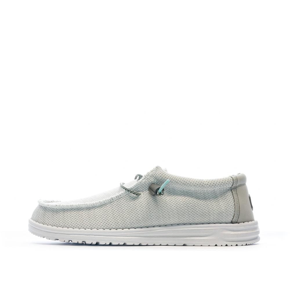 Chaussures Blanc/Gris Homme Hey Dude Wally Sox Triple Needle pas cher