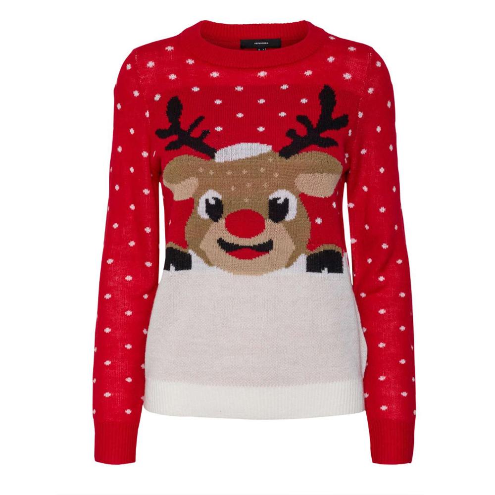 Pull Rouge Femme Vero Moda Xmas pas cher