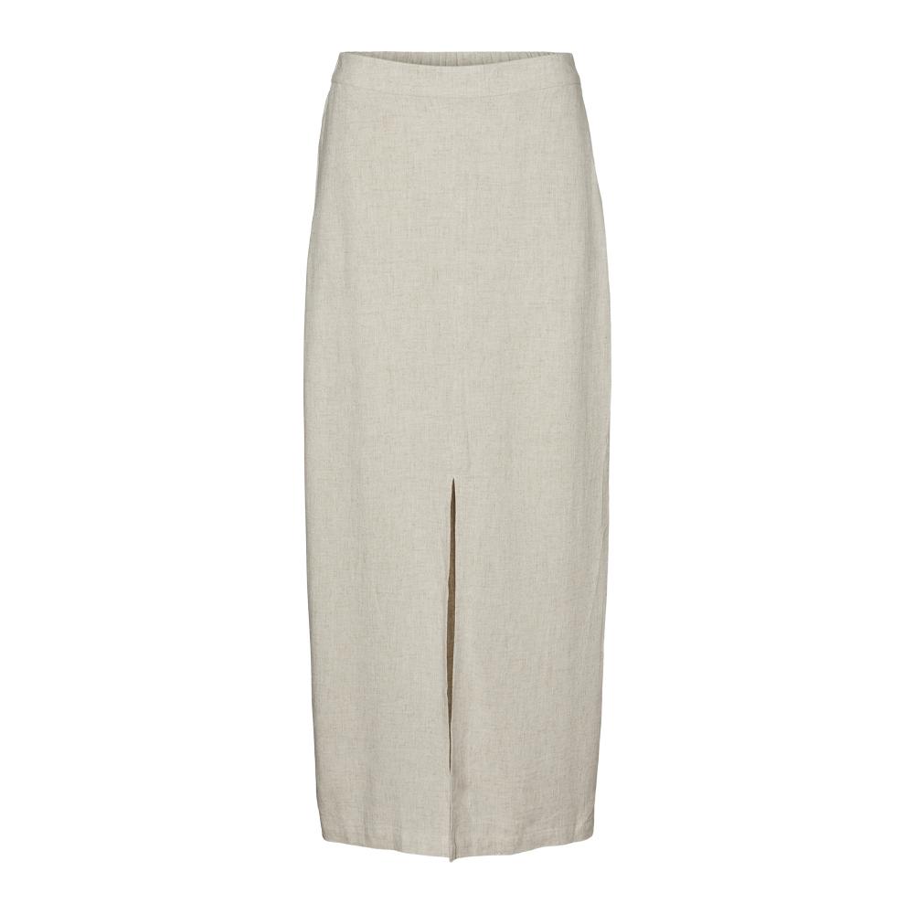 Jupe Longue Écru Femme Vero Moda Ankle Linen pas cher