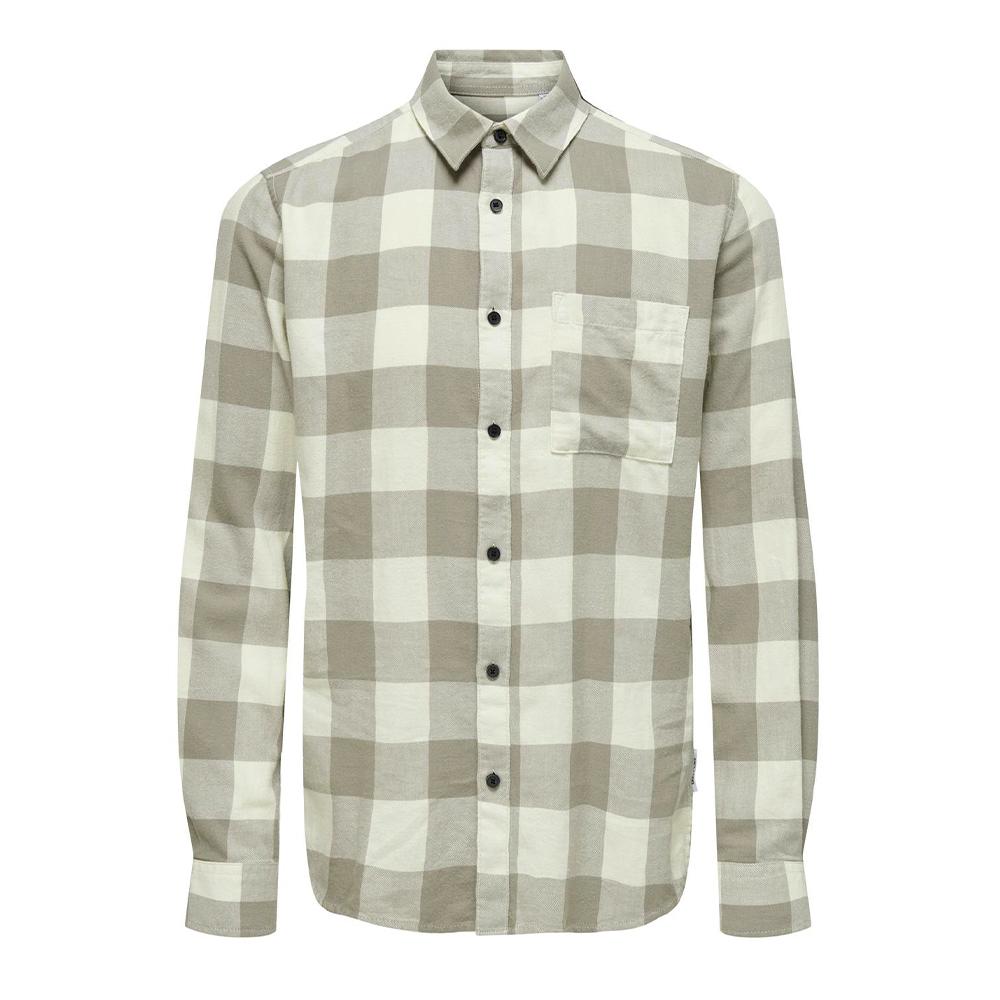 Chemise Blanc/Grise Homme Only & Sons Mundur pas cher