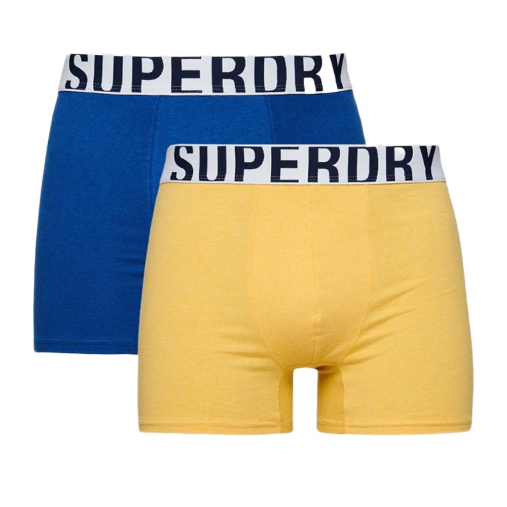 x2 Boxers Jaune/Bleu Homme Superdry M3110340A pas cher