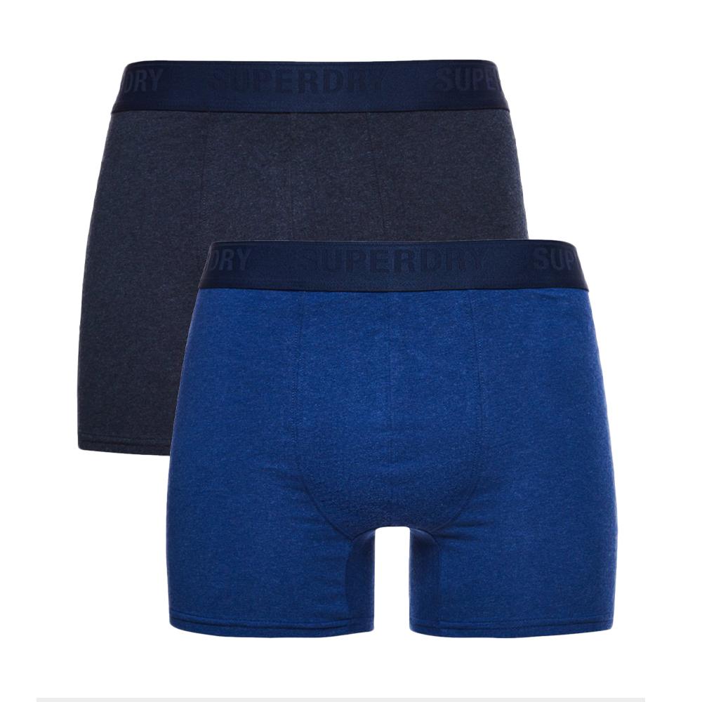 Lot x2 Boxers Bleu/Marine Homme Superdry M3110346A pas cher