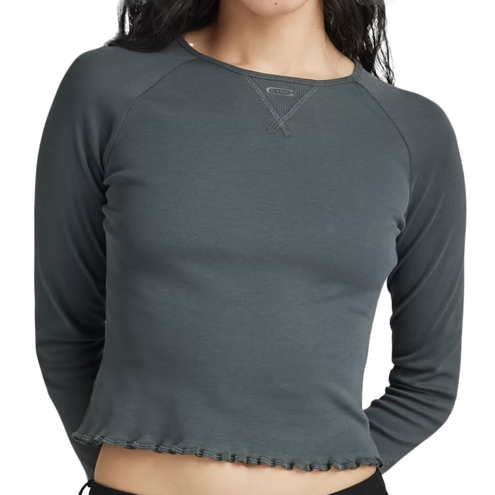 T-shirt Manches longues Vert Foncé Femme G-Star Cropped Baby Sis Raglan pas cher