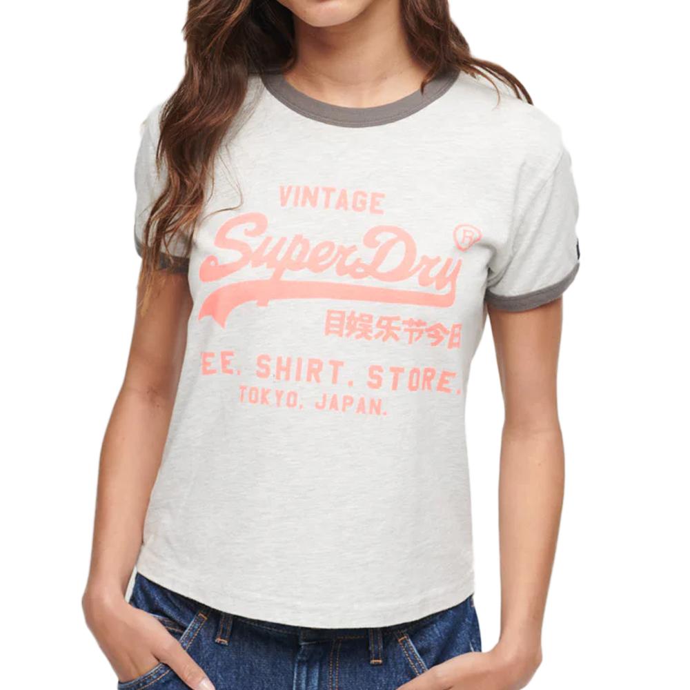 T-shirt Gris Chiné Femme Superdry Neon pas cher