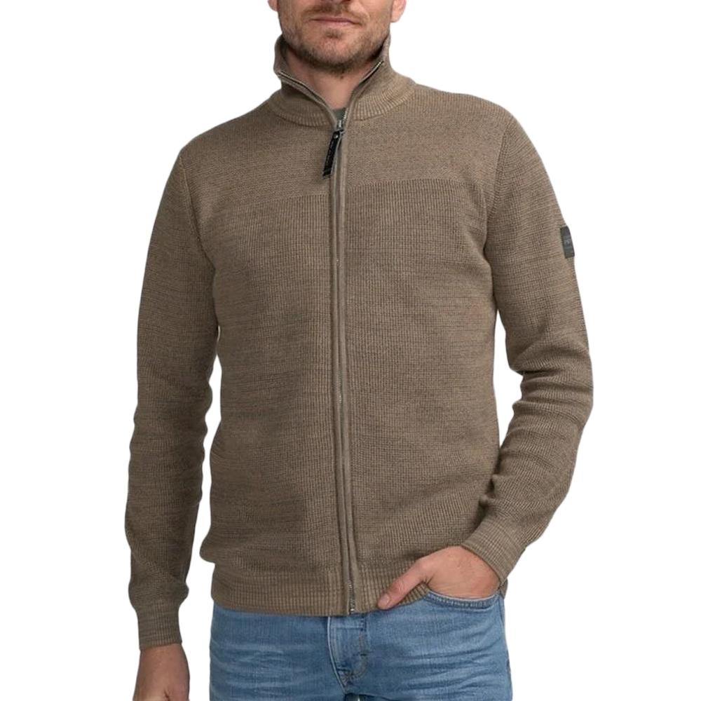 Pull Zippé Marron Homme Petrol Industries Knitwear Collar pas cher